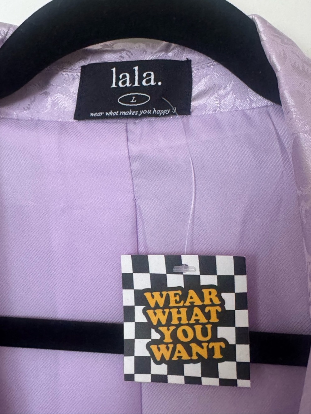 Dressed in LALA Lavender Satin Suit - Picture 2 of 6